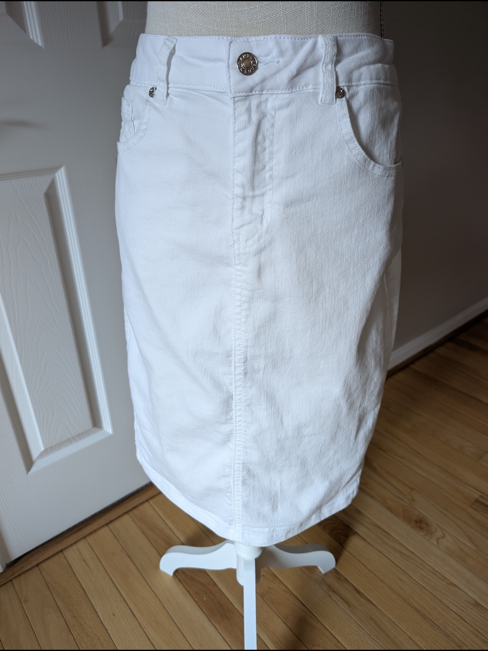 Rina Rossi White Denim Pencil Skirt